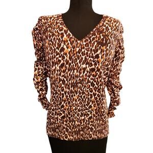 Cable and Gauge Sweater Size Small Leopard Print